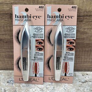 Lot Of 2 Loreal Bambi Eye Mascara .28 fl oz - 402 Black Brown Wide Open Eyes